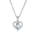 Collier en argent rhodi&eacute; cha&icirc;ne avec pendentif coeur gros Topaze bleu v&eacute;ritable 40+5cm Artemare