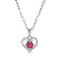 Colliers sur Artemare : Collier en argent rhodi&eacute; cha&icirc;ne avec pendentif coeur gros oxyde rose serti 40+5cm