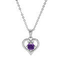 Collier en argent rhodi&eacute; cha&icirc;ne avec pendentif coeur gros Amethyste v&eacute;ritable 40+5cm