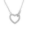 Colliers sur Artemare : Collier en argent rhodi&eacute; cha&icirc;ne avec pendentif coeur pav&eacute; d'oxydes blancs sertis 40+5cm