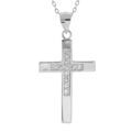 Colliers sur Artemare : Collier en argent rhodi&eacute; cha&icirc;ne avec pendentif croix et oxydes blancs 40+2+2cm