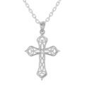 Colliers sur Artemare : Collier en argent rhodi&eacute; cha&icirc;ne avec pendentif croix filigrane et oxyde blanc 40+5cm