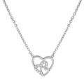 Colliers sur Artemare : Collier en argent rhodi&eacute; cha&icirc;ne avec pendentif coeurs et oxydes blancs sertis 38+4cm