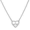 Collier en argent rhodi&eacute; cha&icirc;ne avec pendentif coeur avec courbe de vie et oxydes blancs sertis 38+4cm Artemare