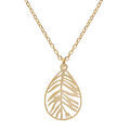 Collier en argent et dorure jaune cha&icirc;ne avec pendentif feuillage 42+3cm Artemare