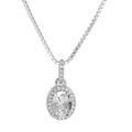 Collier en argent rhodi&eacute; cha&icirc;ne avec pendentif pierre blanche suspendue sur barrette et contour oxydes blancs sertis 42+3cm Artemare