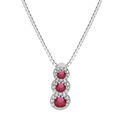 Collier en argent rhodi&eacute; cha&icirc;ne avec pendentif pierres rouges en chute et contour oxydes blancs sertis 42+3cm Artemare