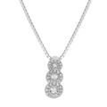 Collier en argent rhodi&eacute; cha&icirc;ne avec pendentif pierres blanches en chute et contour oxydes blancs sertis 42+3cm