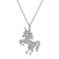Collier enfant en argent rhodi&eacute; massif cha&icirc;ne avec pendentif licorne pav&eacute;e d'oxydes blancs sertis 38+5cm Artemare