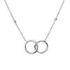 Collier en argent rhodi&eacute; cha&icirc;ne avec pendentif double cercle entrem&eacute;l&eacute; 40+5cm