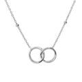 Collier en argent rhodi&eacute; cha&icirc;ne avec pendentif double cercle entrem&eacute;l&eacute; 40+5cm