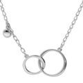 Colliers sur Artemare : Collier en argent rhodi&eacute; cha&icirc;ne avec pendentif double cercle entrem&eacute;l&eacute; et pampille boule 40+5cm