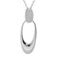 Colliers sur Artemare : Collier en argent rhodi&eacute; massif cha&icirc;ne avec pendentif oval et oxydes blancs sertis 40+5cm