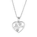 Collier en argent rhodi&eacute; cha&icirc;ne avec pendentif coeur &eacute;crit je t'aime 40+5cm Artemare