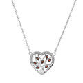 Colliers sur Artemare : Collier en argent rhodi&eacute; cha&icirc;ne avec pendentif coeur avec arbre de vie pierres rouges et contour oxydes blancs sertis 40+5cm
