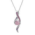 Collier en argent rhodi&eacute; cha&icirc;ne avec pendentif boucle avec oxydes rose et violets et oxyde centrale rose 42+3cm