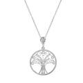 Collier en argent rhodi&eacute; cha&icirc;ne avec pendentif arbre de vie filigrane et oxydes blancs sertis 40+5cm Artemare