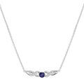 Collier en argent rhodi&eacute; cha&icirc;ne avec pendentif barrette Saphir v&eacute;ritable et Topazes blanches 42+3cm