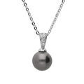 Collier en argent rhodi&eacute; cha&icirc;ne avec pendentif Perle de culture de Tahiti v&eacute;ritable 7mm 42+cm Artemare
