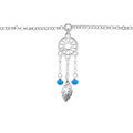 Cha&icirc;ne de cheville argent rhodi&eacute; pampille attrape r&ecirc;ve et perles bleues ciel 23+3cm