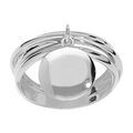 Bague en argent rhodi&eacute; multi anneaux avec pampille lisse &agrave; graver au verso