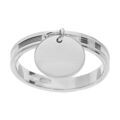 Alliance en argent platin&eacute; diamant&eacute;e rainur&eacute;s 3mm avec pampille lisse &agrave; graver