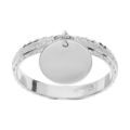 Bagues sur Artemare : Alliance en argent platin&eacute; diamant&eacute;e givr&eacute;e 3mm avec pampille lisse &agrave; graver