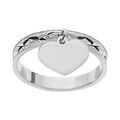 Alliance en argent platin&eacute; diamant&eacute;e croisillons 3mm avec pampille coeur &agrave; graver