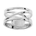 Bagues sur Artemare : Bague en argent rhodi&eacute; brins crois&eacute;s lisses ajour&eacute;s