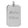 Pendentifs sur Artemare : Pendentif en argent rhodi&eacute; plaque G.I &agrave; graver 25*14mm pans coup&eacute;s avec oxyde blanc serti