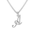 Colliers sur Artemare : Collier avec pendentif en argent rhodi&eacute; initiale A majuscule avec oxydes blancs sertis longueur 42cm + 3cm