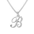 Colliers sur Artemare : Collier avec pendentif en argent rhodi&eacute; initiale B majuscule avec oxydes blancs sertis longueur 42cm + 3cm