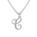 Collier avec pendentif en argent rhodi&eacute; initiale C majuscule avec oxydes blancs sertis longueur 42cm + 3cm