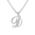 Colliers sur Artemare : Collier avec pendentif en argent rhodi&eacute; initiale D majuscule avec oxydes blancs sertis longueur 42cm + 3cm
