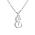 Collier avec pendentif en argent rhodi&eacute; initiale E majuscule avec oxydes blancs sertis longueur 42cm + 3cm