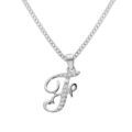 Collier avec pendentif en argent rhodi&eacute; initiale F majuscule avec oxydes blancs sertis longueur 42cm + 3cm