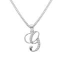 Collier avec pendentif en argent rhodi&eacute; initiale G majuscule avec oxydes blancs sertis longueur 42cm + 3cm Artemare