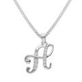 Collier avec pendentif en argent rhodi&eacute; initiale H majuscule avec oxydes blancs sertis longueur 42cm + 3cm Artemare