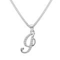 Collier avec pendentif en argent rhodi&eacute; initiale I majuscule avec oxydes blancs sertis longueur 42cm + 3cm