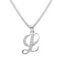 Colliers sur Artemare : Collier avec pendentif en argent rhodi&eacute; initiale L majuscule avec oxydes blancs sertis longueur 42cm + 3cm