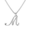 Collier avec pendentif en argent rhodi&eacute; initiale M majuscule avec oxydes blancs sertis longueur 42cm + 3cm Artemare