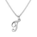 Collier avec pendentif en argent rhodi&eacute; initiale T majuscule avec oxydes blancs sertis longueur 42cm + 3cm