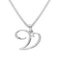 Collier avec pendentif en argent rhodi&eacute; initiale V majuscule avec oxydes blancs sertis longueur 42cm + 3cm