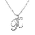 Collier avec pendentif en argent rhodi&eacute; initiale X majuscule avec oxydes blancs sertis longueur 42cm + 3cm Artemare