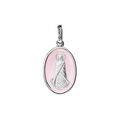 Pendentifs sur Artemare : Pendentif en argent rhodi&eacute; ovale Sainte Sara fond fond rose p&acirc;le