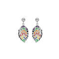 Boucles d'oreille sur Artemare : Boucles d'oreille Stella Mia en acier feuille multi couleur suspendue et Nacre et fermoir poussette