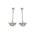 Boucles d'oreille sur Artemare : Boucles d'oreille Stella Mia en acier cha&icirc;nette avec motifs multi couleur et Nacre et fermoir poussette