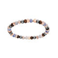 Bracelet extensible en acier avec boules pierres naturelles H&eacute;matite et Sodalite