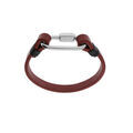 Bracelet en acier et cuir rouge avec mousqueton viss&eacute; Artemare