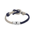 Bracelet en acier cordon bicolore blanc et bleu noeud marin 20cm r&eacute;glable Artemare
